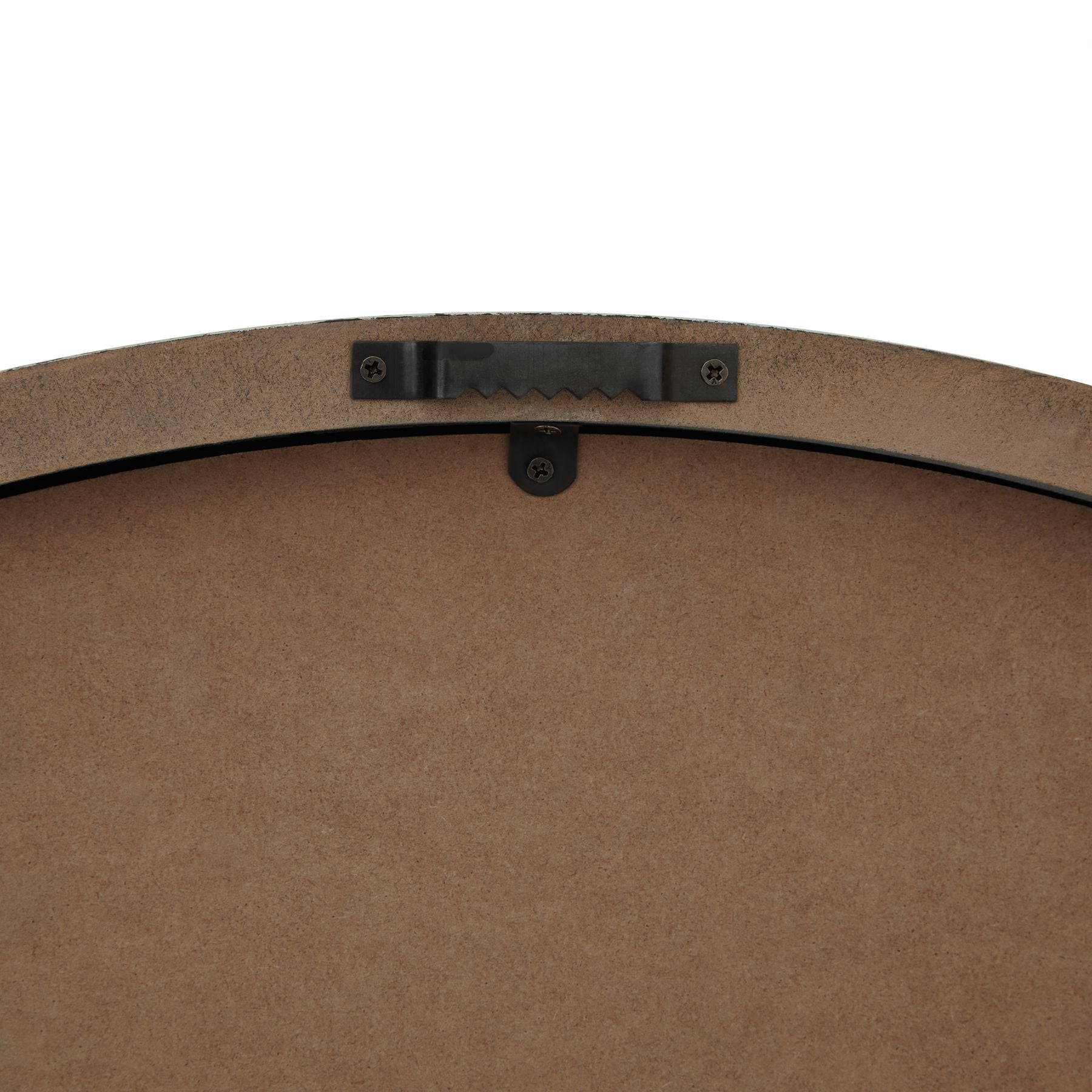 Brown round ottoman with a black handle on a white background