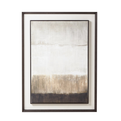 Framed abstract art with a gradient of colors on a white background
