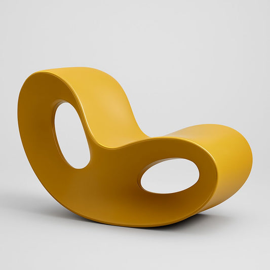 Yellow chair with a modern design on a gray background