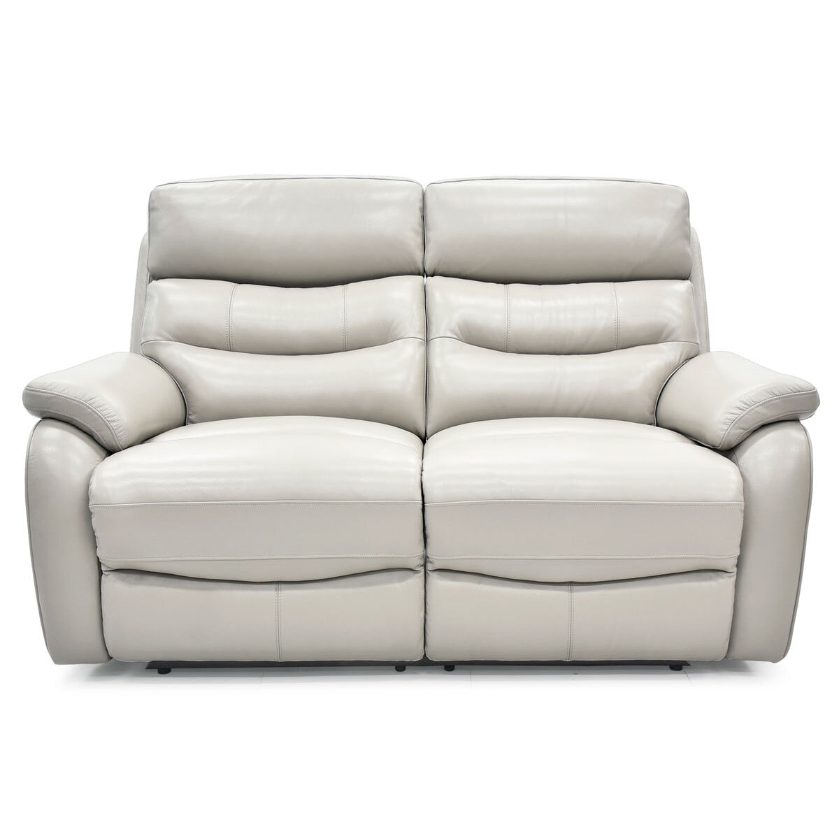 Luxury designer Fletcher Light Grey Leather Power Reclining 2 Seater Sofa with Power Headrest