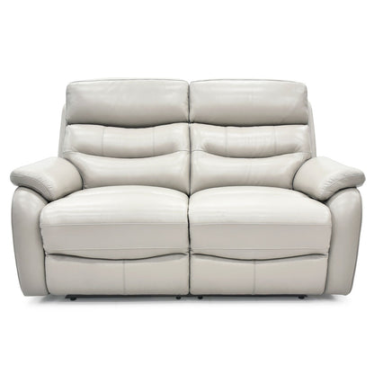 Luxury designer Fletcher Light Grey Leather Power Reclining 2 Seater Sofa with Power Headrest