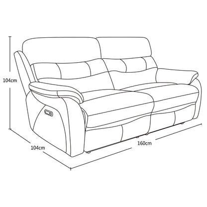 Luxury designer Fletcher Light Grey Leather Power Reclining 2 Seater Sofa with Power Headrest