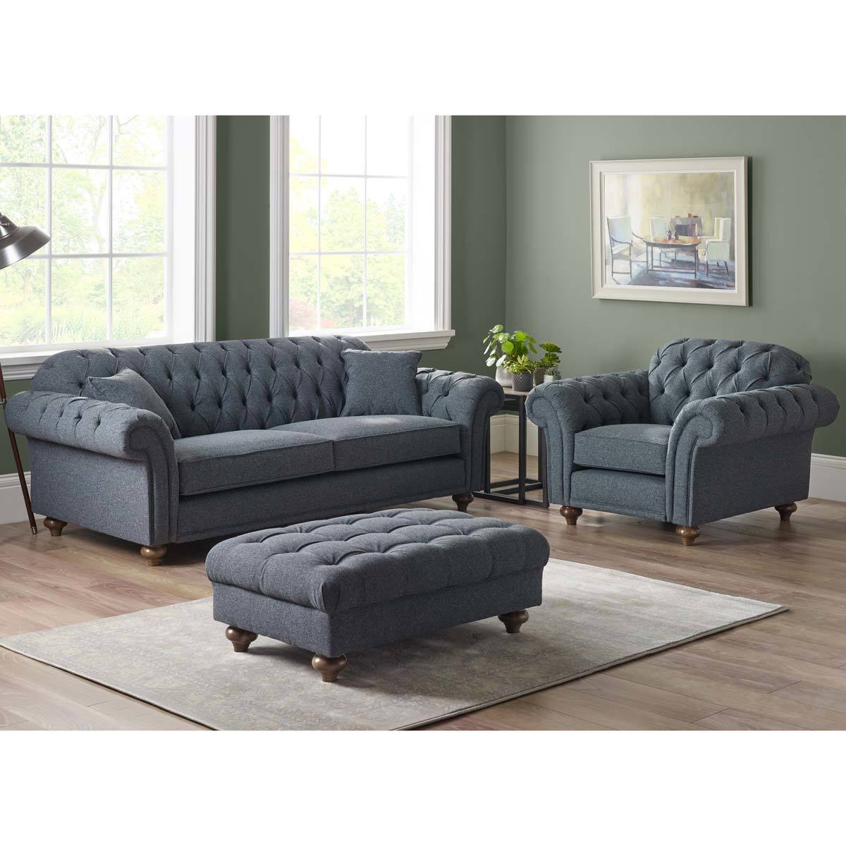 Furniture set Bordeaux Button Back Blue Fabric Armchair