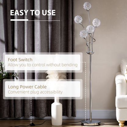Crystal Floor Lamps for Living Room Bedroom with 5 Light