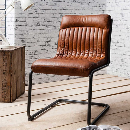  Luxury Modern Gallery Capri Brown Leather Cantilever Dining Chair