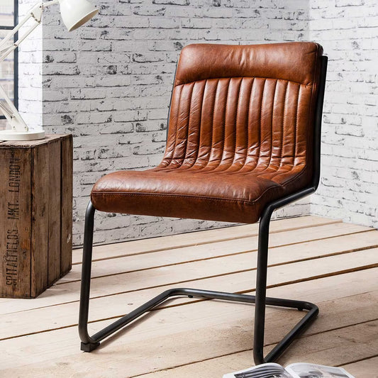 Luxury Modern Gallery Capri Brown Leather Cantilever Dining Chair