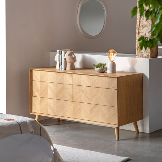 Gallery Milano Oak 6 Drawer Chest of Drawers_luxury furniture