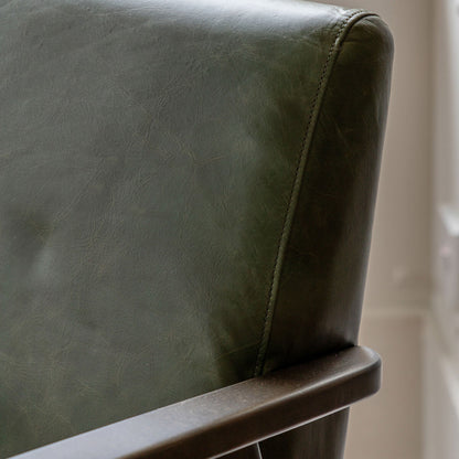Gallery Neyland Green Leather Armchair_high quality