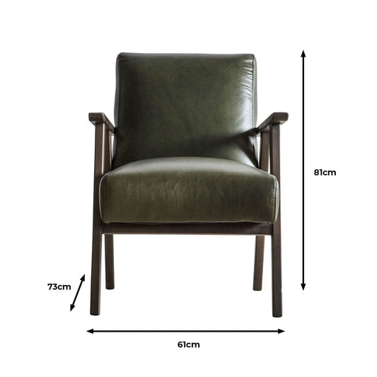 Gallery Neyland Green Leather Armchair_living room