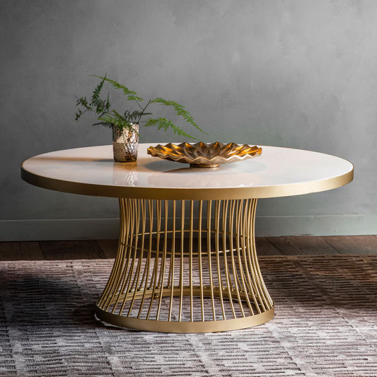 Luxury Gallery Pickford Champagne Marble Top Coffee Table