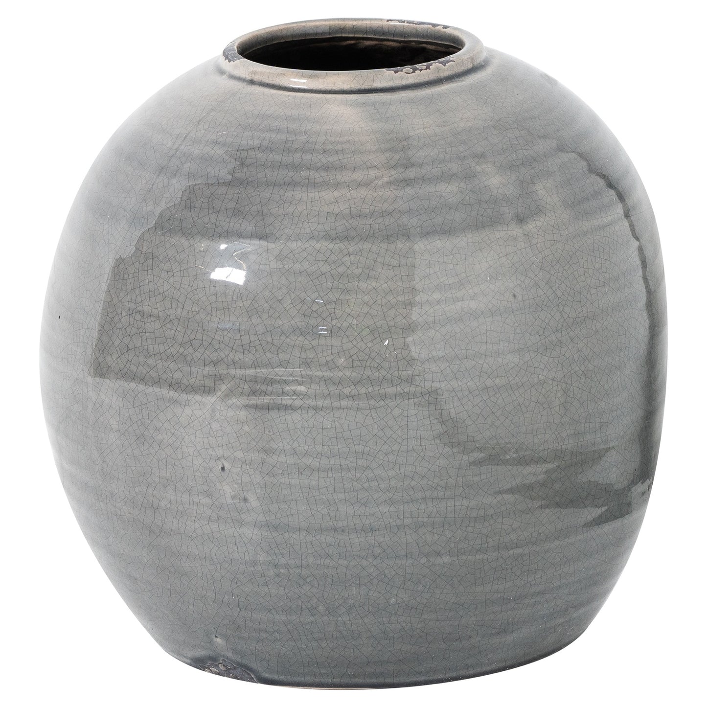 Gray ceramic vase on a white background