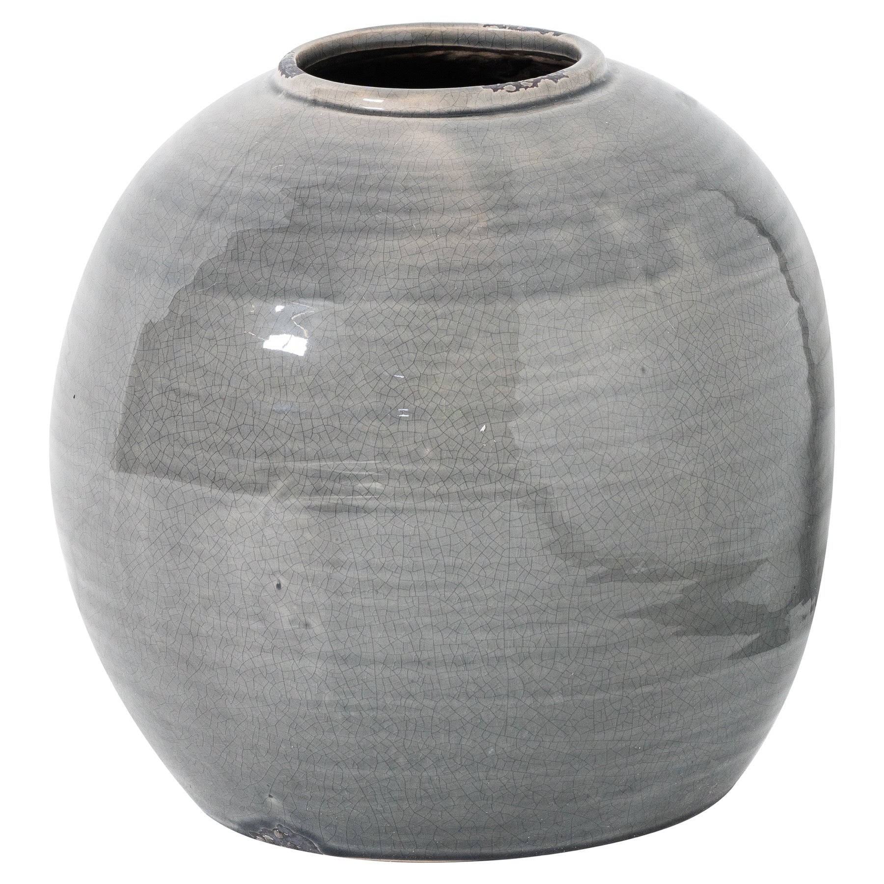 Gray ceramic vase on a white background