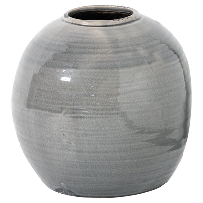 Gray ceramic vase on a white background