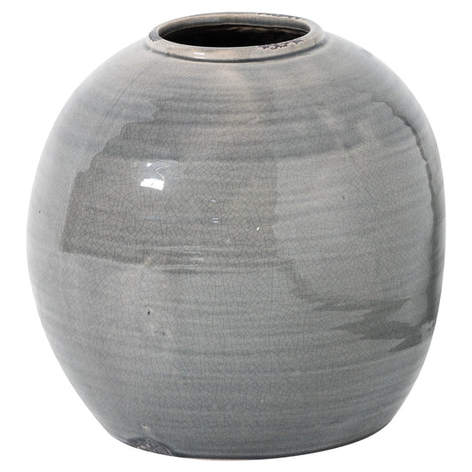 Gray ceramic vase on a white background