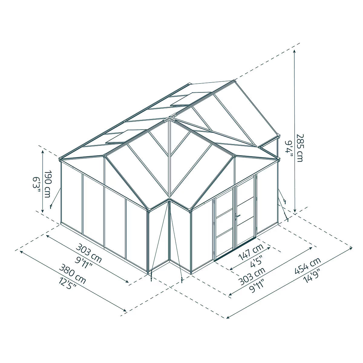 Palram Canopia Triomphe 12Ft 5" X 15Ft (3.8 X 4.5M) Garden Room Greenhouse