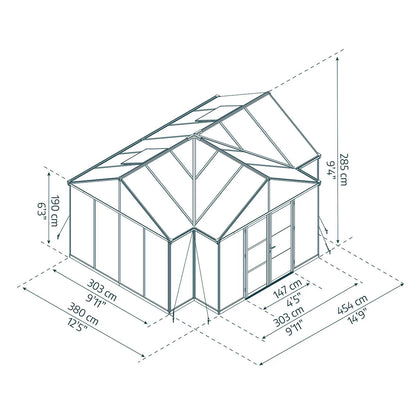 Palram Canopia Triomphe 12Ft 5" X 15Ft (3.8 X 4.5M) Garden Room Greenhouse