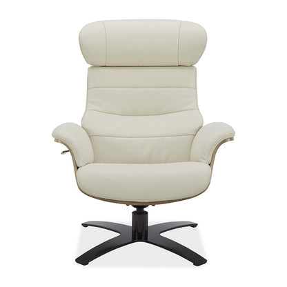 Modern Luxury Gilman Creek Karma Cream Top Grain Leather Swivel Chair with Ottoman