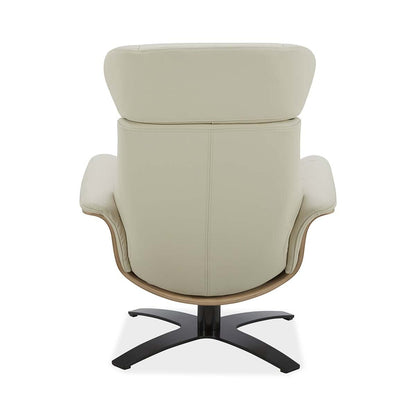 Modern Luxury Gilman Creek Karma Cream Top Grain Leather Swivel Chair with Ottoman