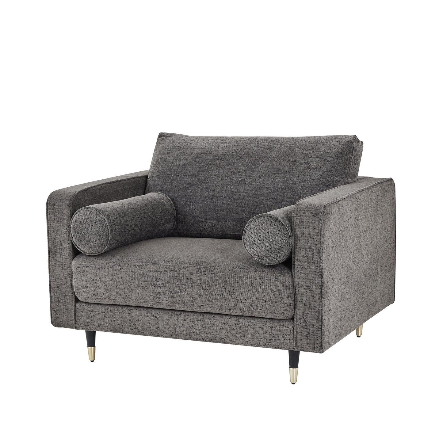 Gray armchair with cushion on a white background