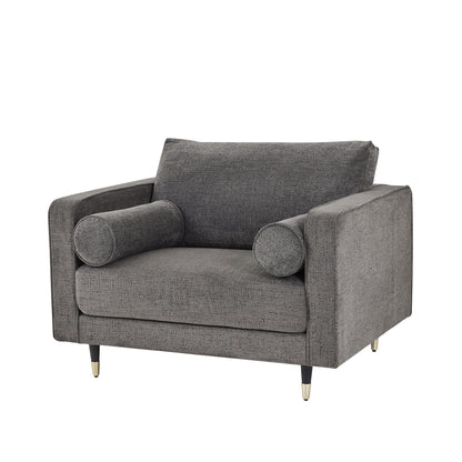 Gray armchair with cushion on a white background