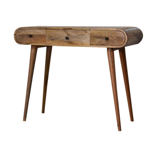 Oak-ish Round Dressing Table   BlissVeranda