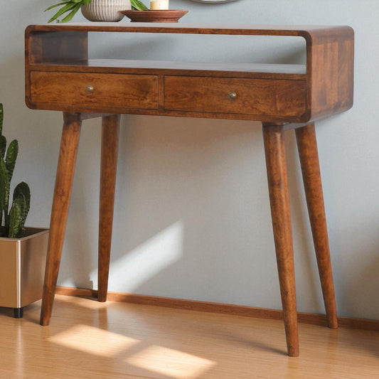 Curved Chestnut Console Table