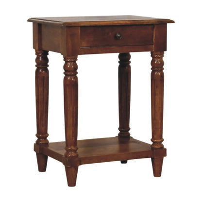 Turned Legs Chestnut Side Table