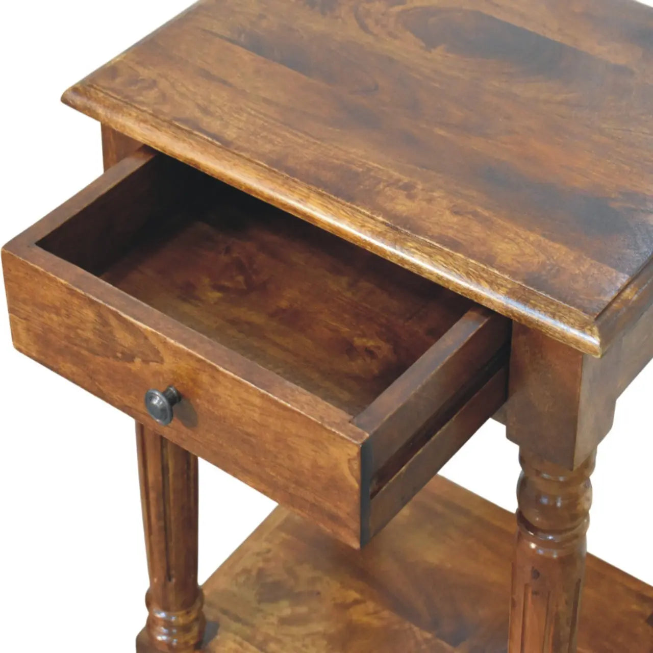Turned Legs Chestnut Side Table