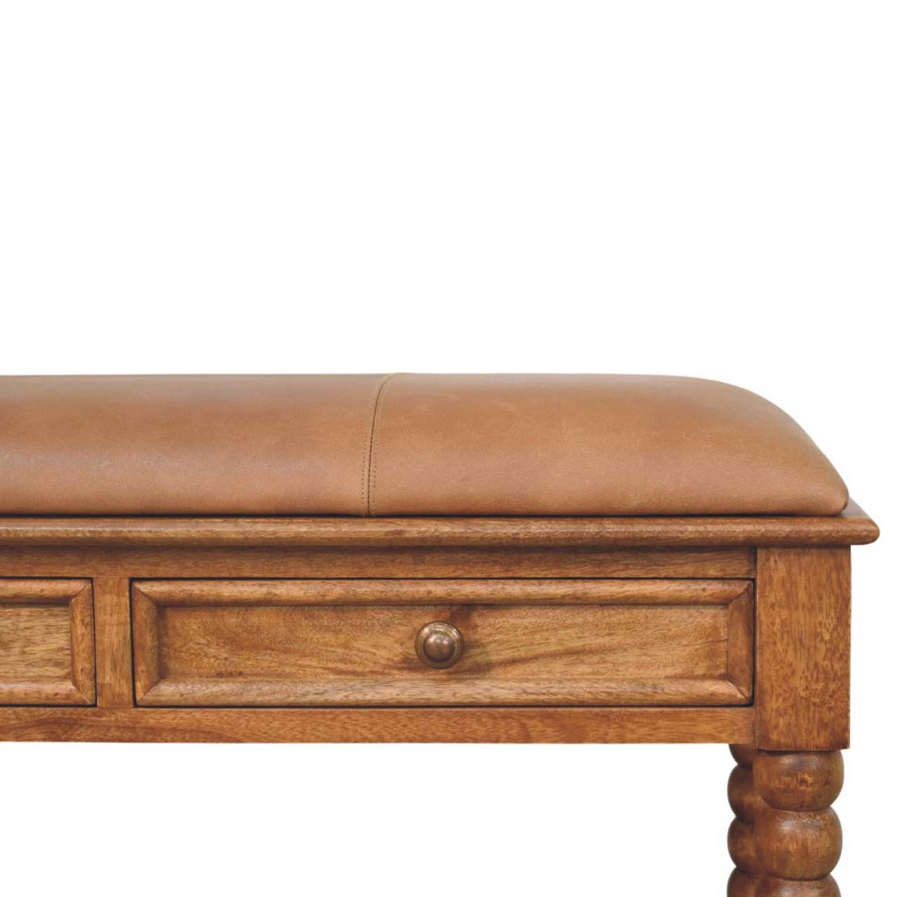Spindle Leather Bench