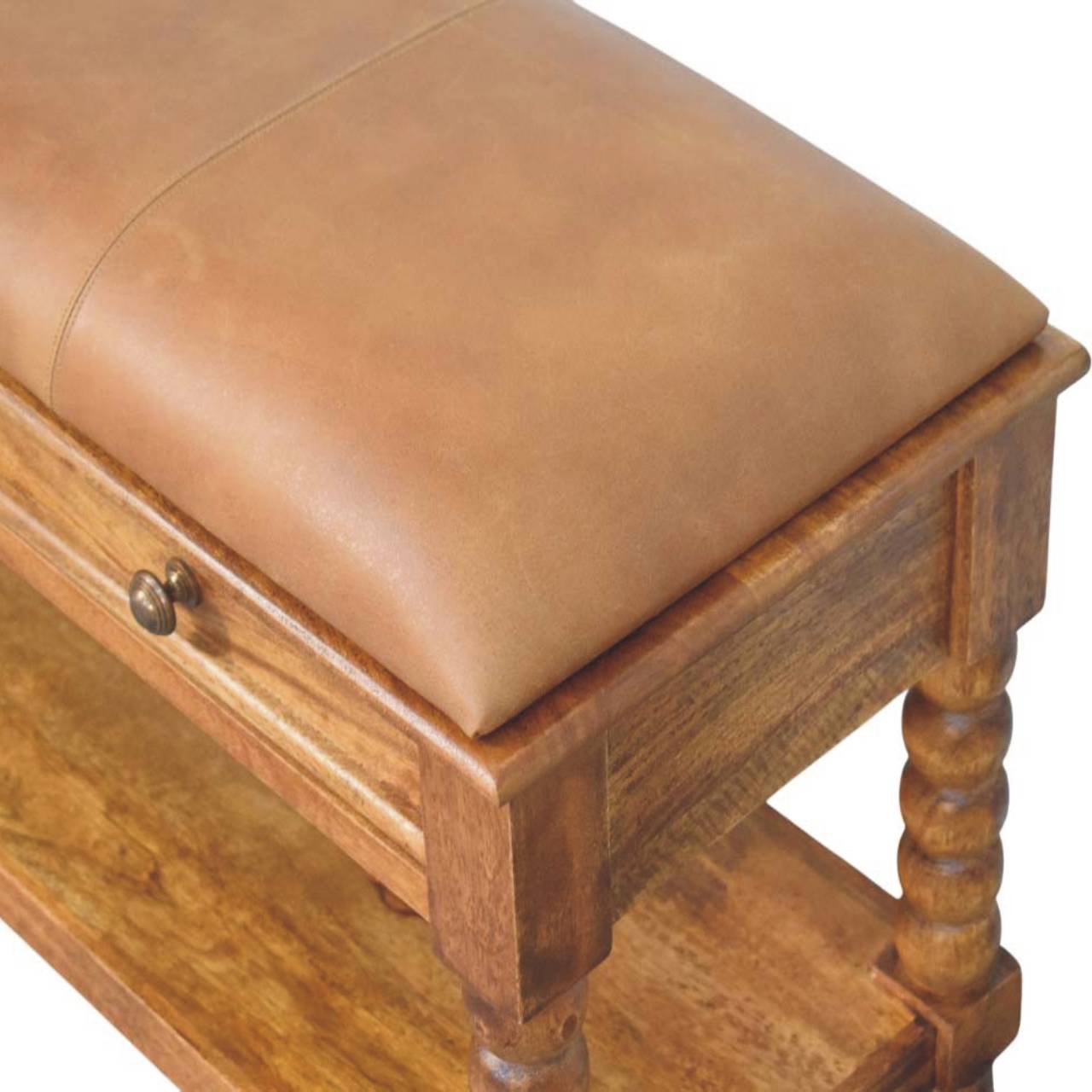 Spindle Leather Bench