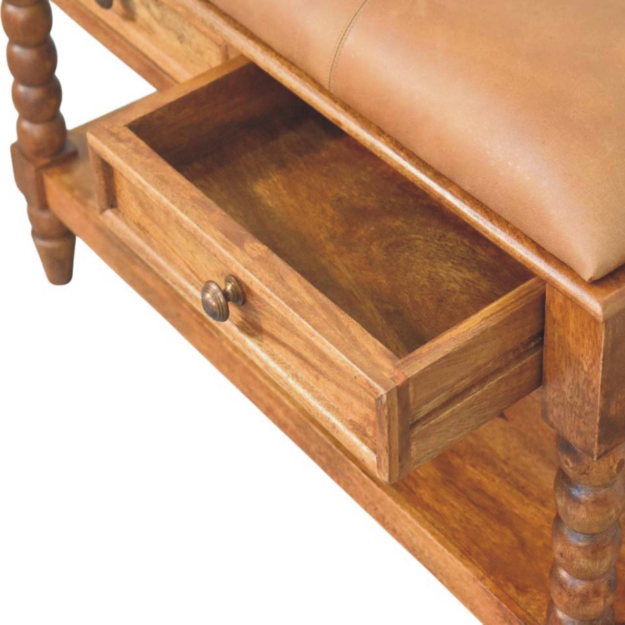 Spindle Leather Bench