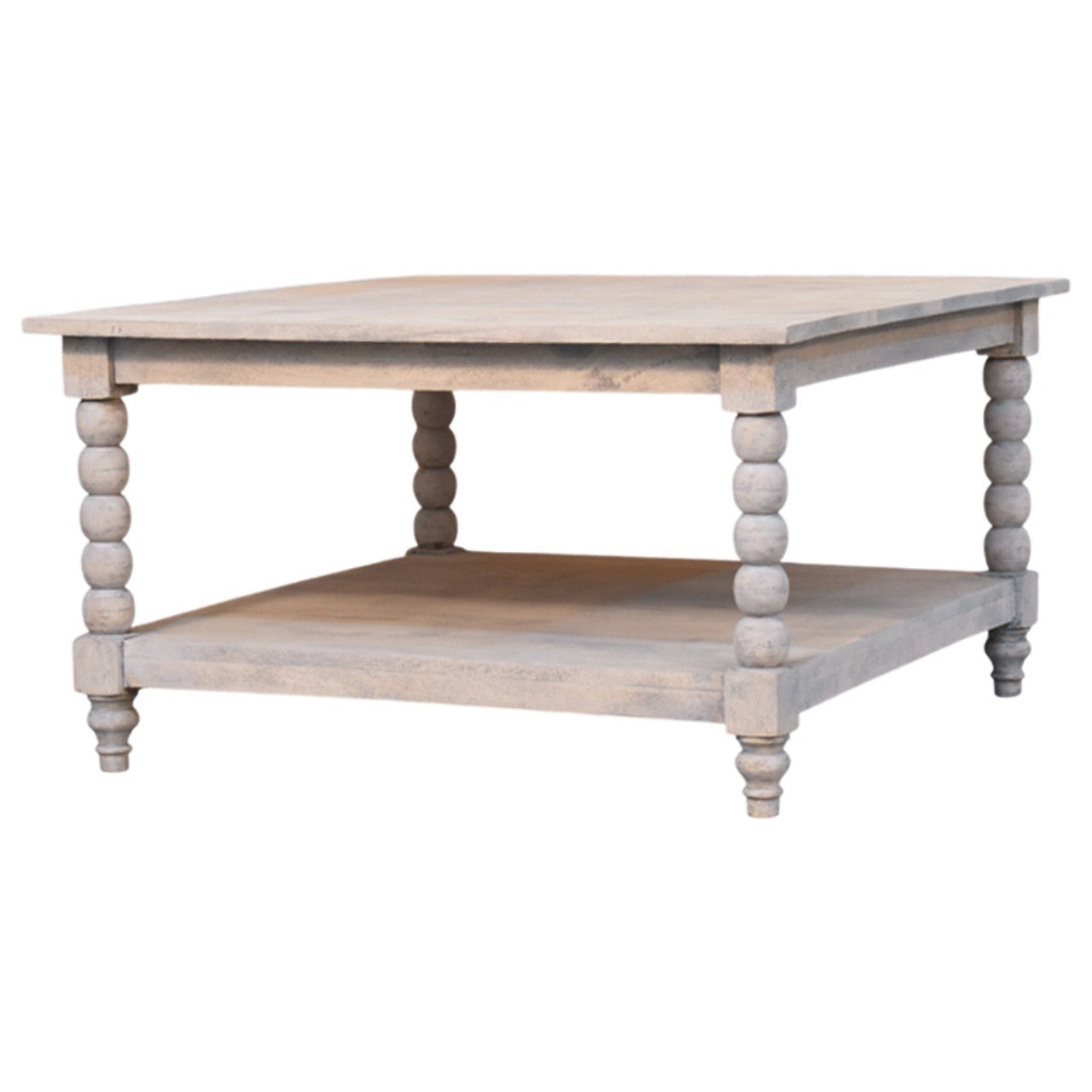 Spindle Acid Wash Coffee Table   BlissVeranda