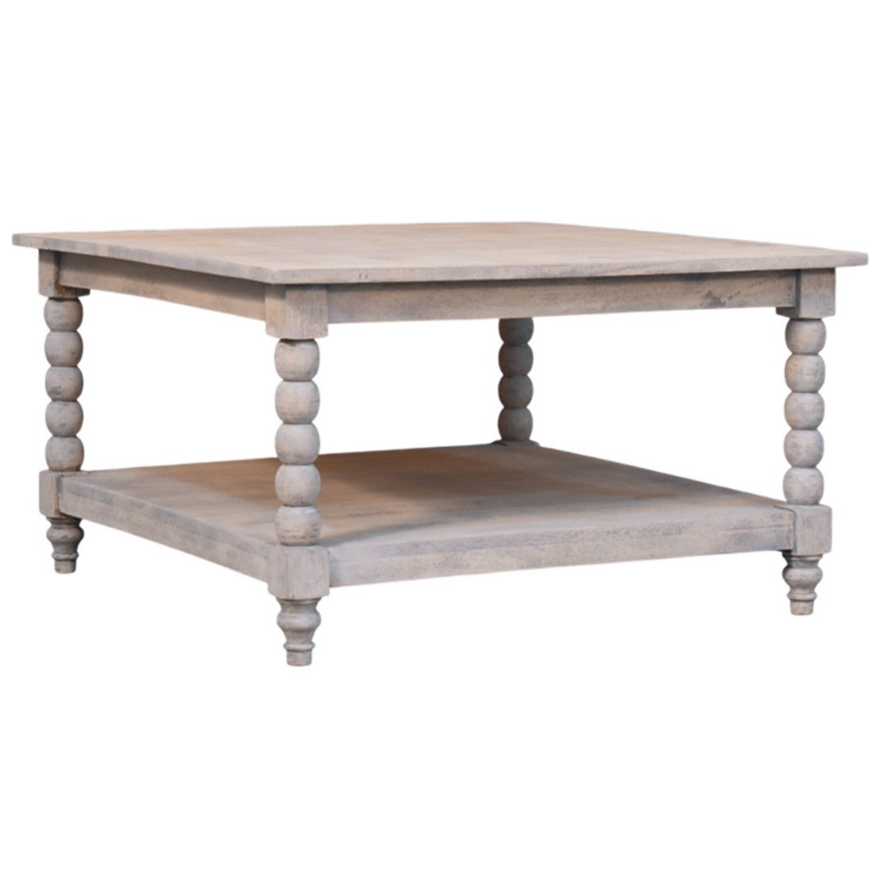 Spindle Acid Wash Coffee Table   BlissVeranda