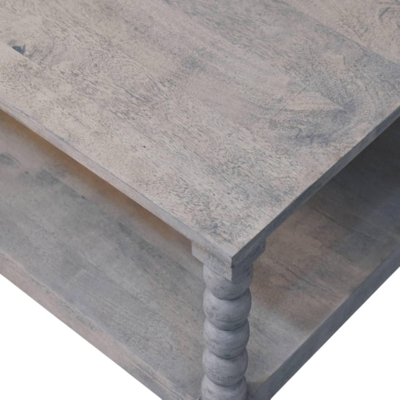 Spindle Acid Wash Coffee Table   BlissVeranda