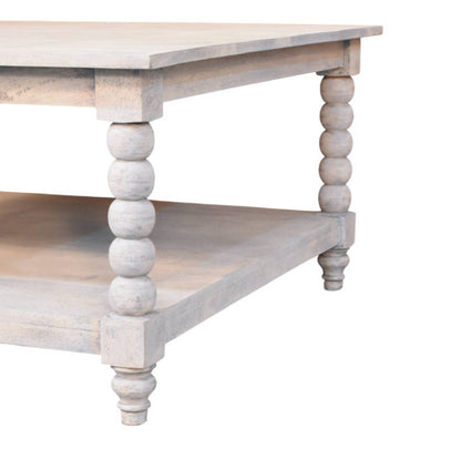 Spindle Acid Wash Coffee Table   BlissVeranda