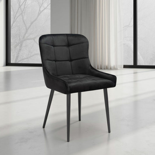Luxury Indus Valley Kia Black Velvet Dining Chair, 2 Pack
