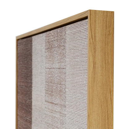 Wooden frame with textured fabric panel on a white background