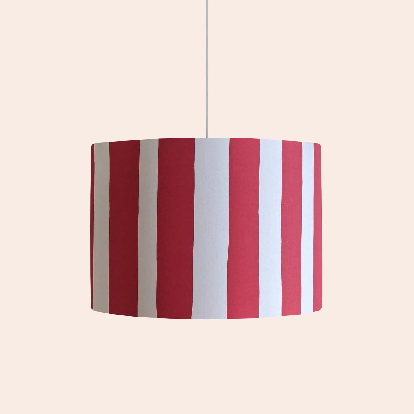 Jam red & white striped drum shade - BlissVeranda