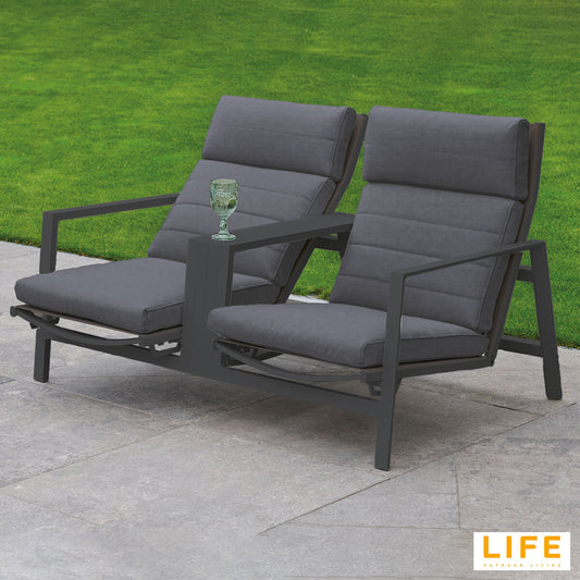 Modern Luxury LIFE Outdoor Living Bondi Tete-A-Tete Reclining Patio Set