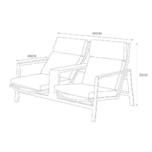Modern Luxury LIFE Outdoor Living Bondi Tete-A-Tete Reclining Patio Set