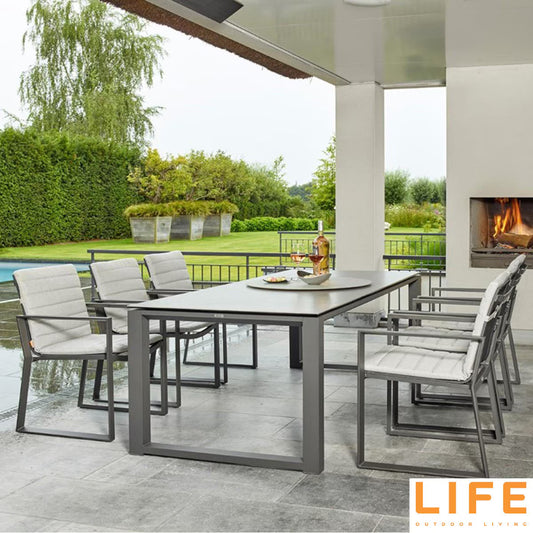 Modern Luxury LIFE Outdoor Living Kiama 7 Piece Dining Set with Ceramic Dining Table