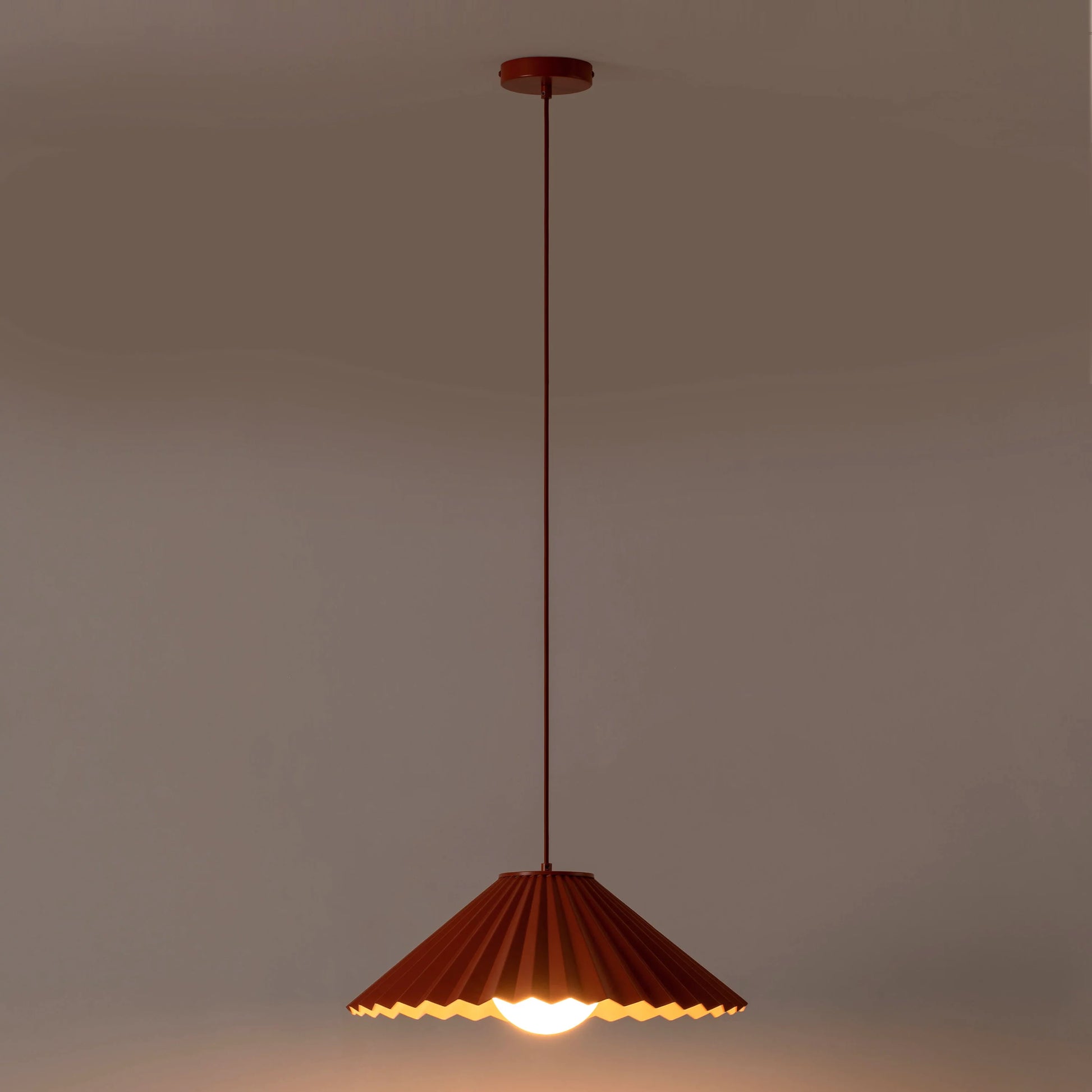 Burnt orange large pleat pendant ceiling light - BlissVeranda