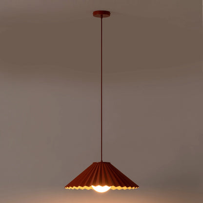 Burnt orange large pleat pendant ceiling light - BlissVeranda