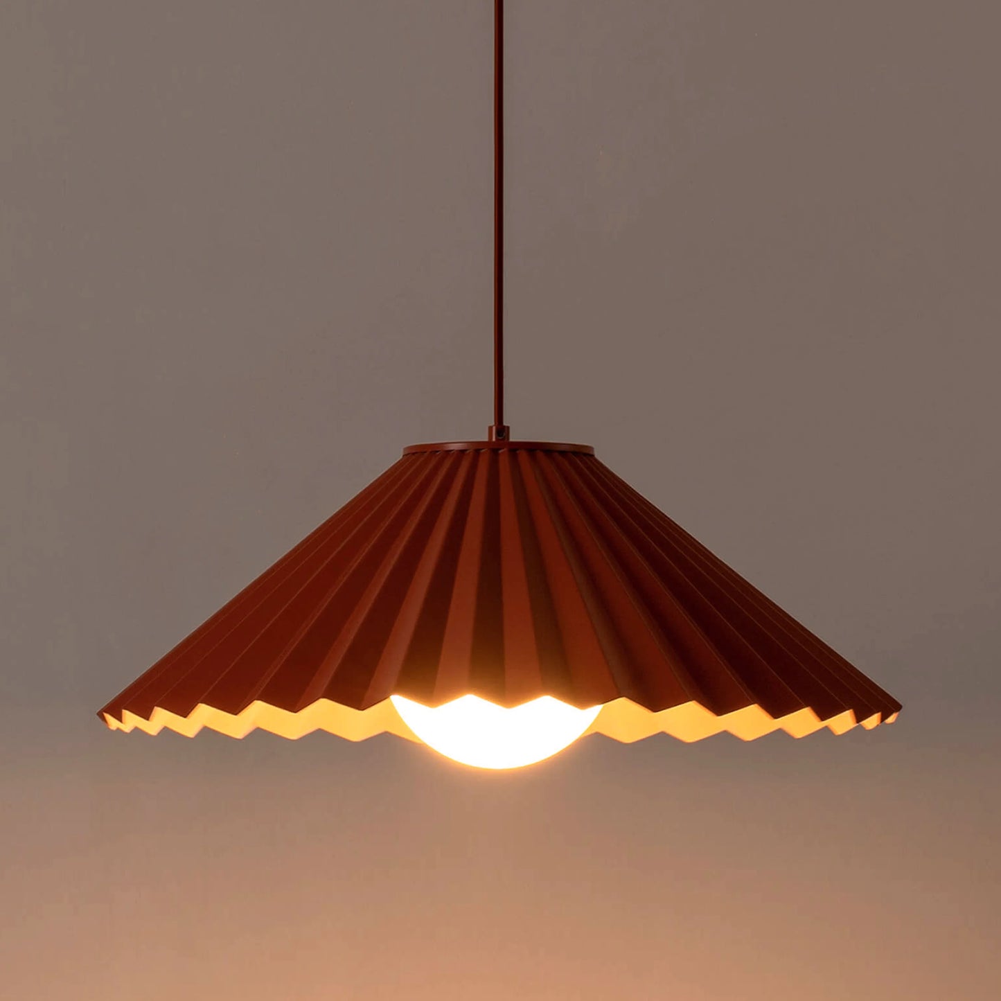 Burnt orange large pleat pendant ceiling light - BlissVeranda