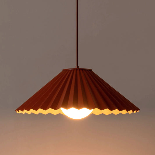 Burnt orange large pleat pendant ceiling light - BlissVeranda