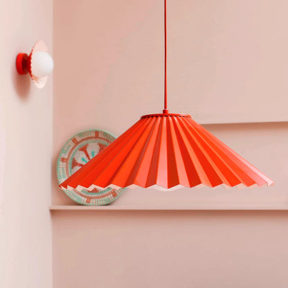 Burnt orange large pleat pendant ceiling light - BlissVeranda