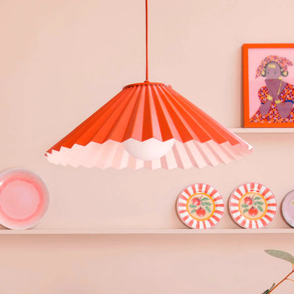 Burnt orange large pleat pendant ceiling light - BlissVeranda