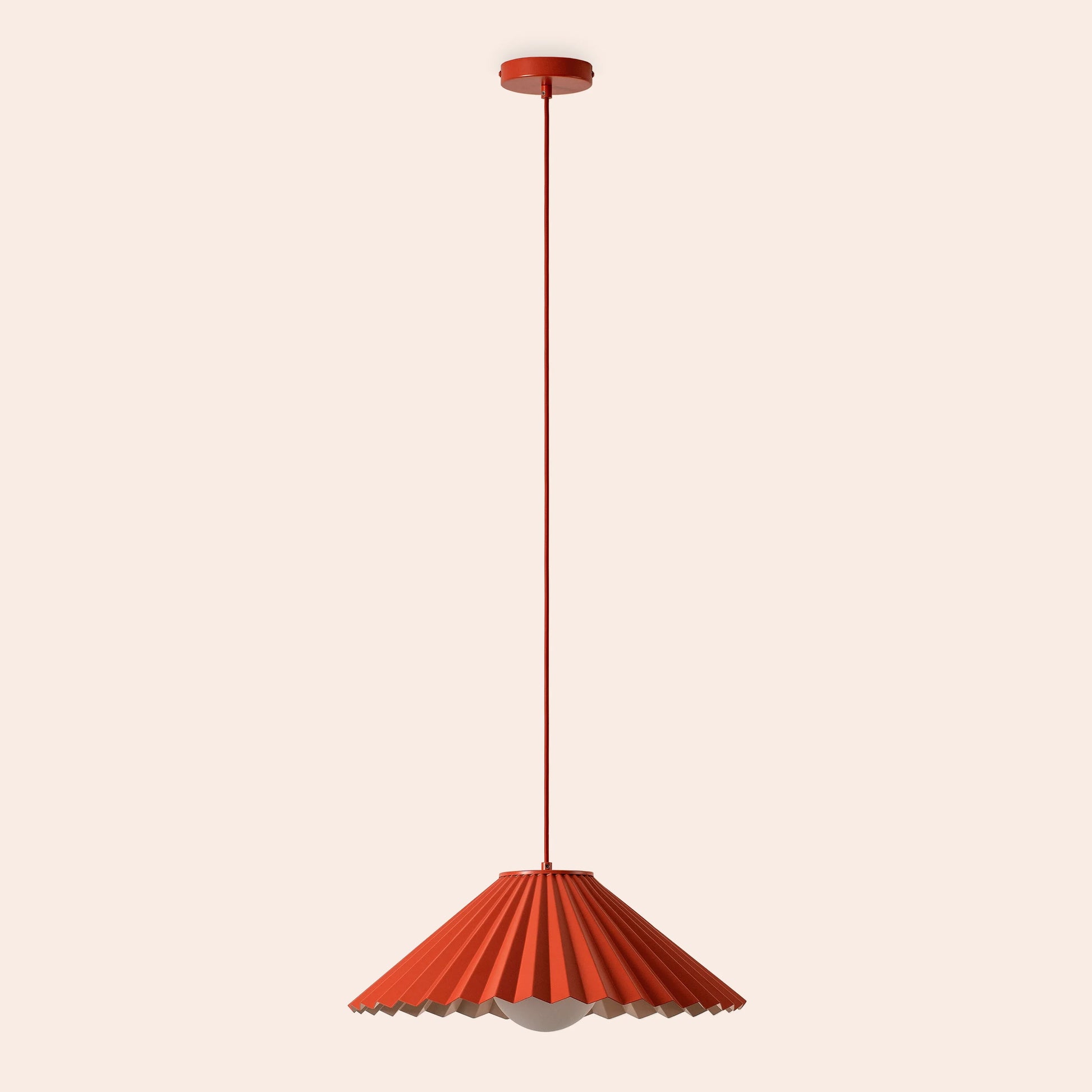 Burnt orange large pleat pendant ceiling light - BlissVeranda