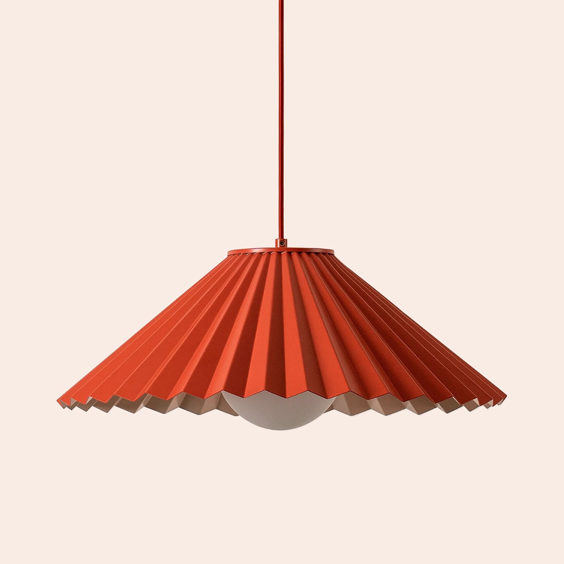 Burnt orange large pleat pendant ceiling light - BlissVeranda