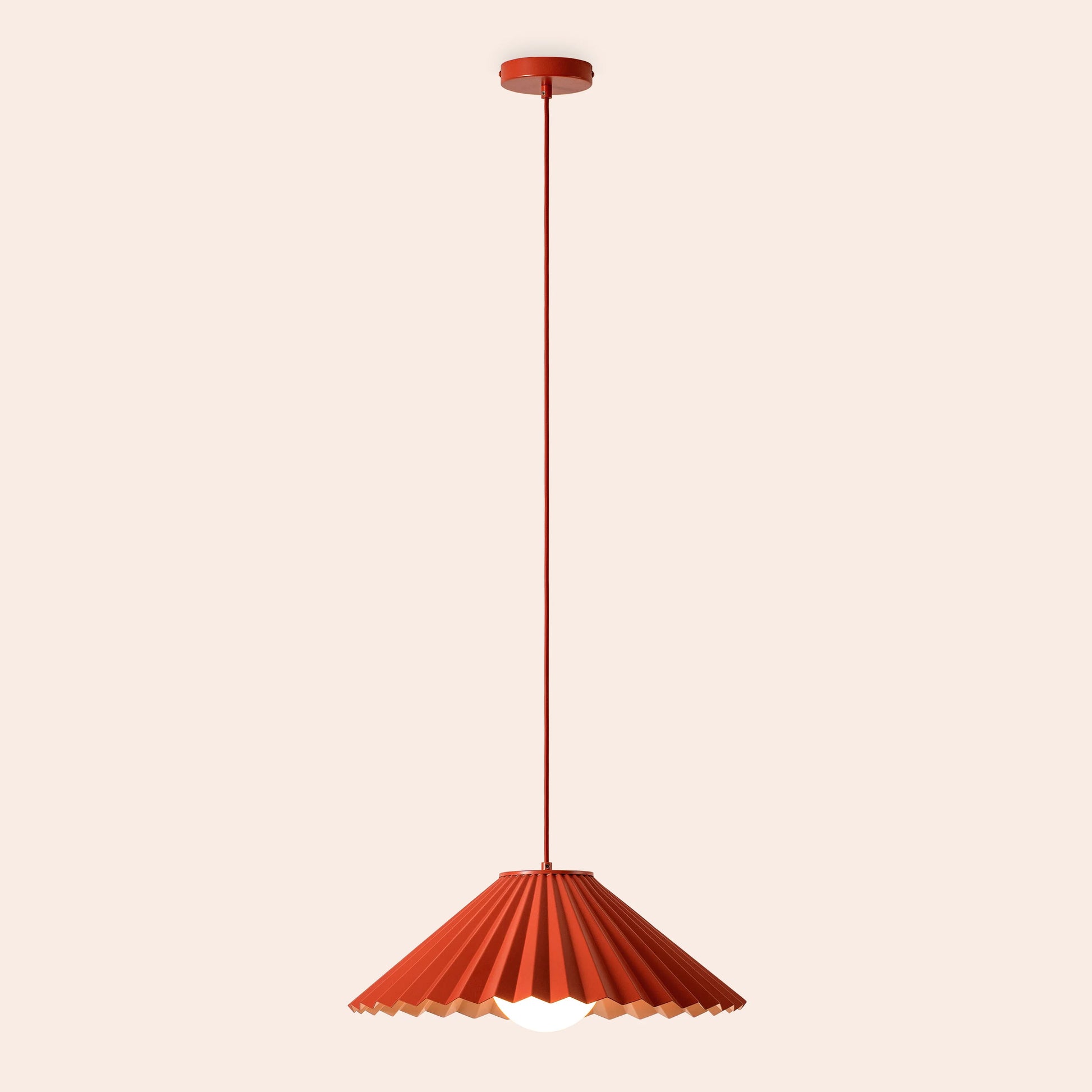 Burnt orange large pleat pendant ceiling light - BlissVeranda